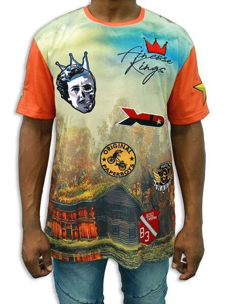 Risq Takers Military Patch Tee Rust Flame