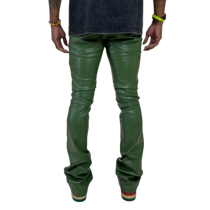 Motive Denim Vegan Leather Rider Pants Olive
