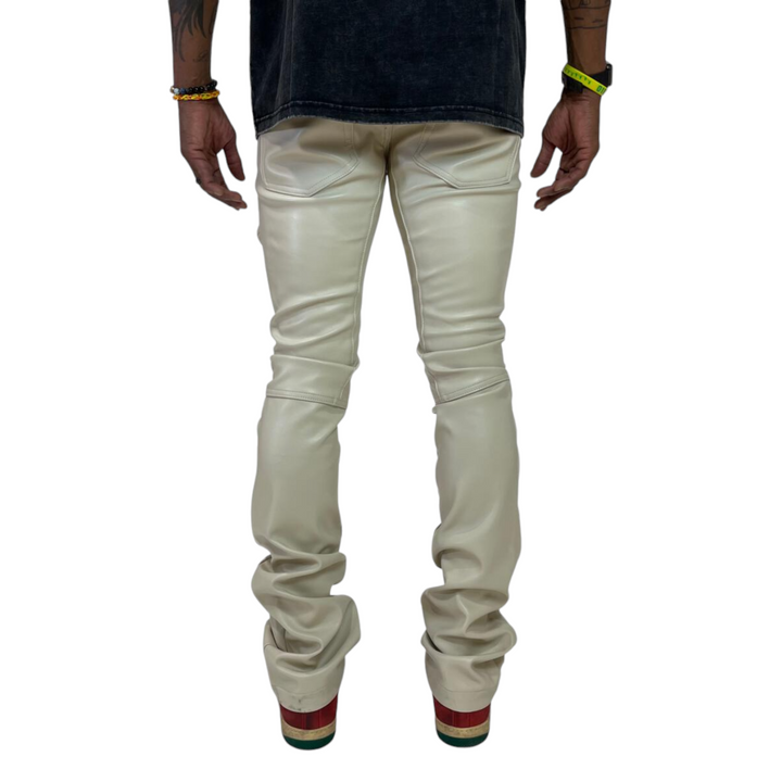 Motive Denim Vegan Leather Rider Pants Khaki