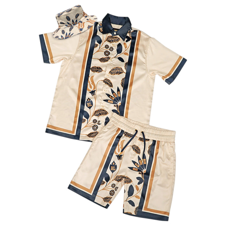 Blac Leaf Ricko Reversible Bucket Hat , Ricko Silk Button Up, Ricko Silk Short  Outfit Combo