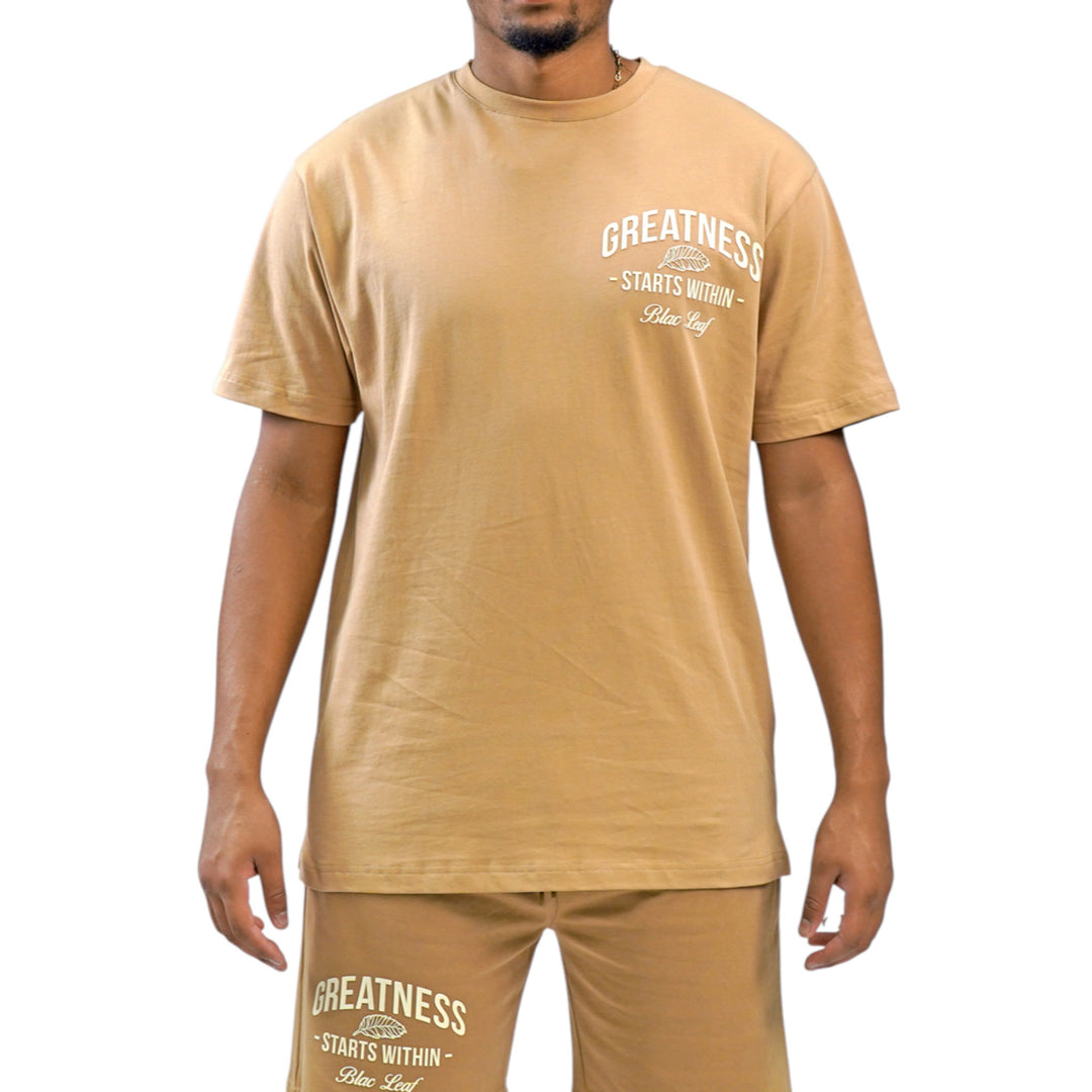 Blac Leaf Greatness Starts Within Shirt Khaki