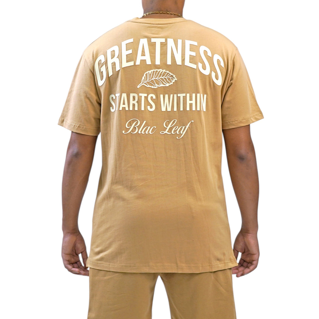 Blac Leaf Greatness Starts Within Shirt Khaki