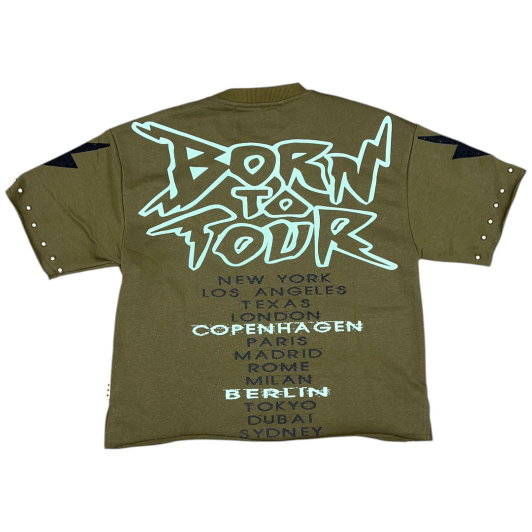 BKYS T1118 Born To Cropped Tee Olive