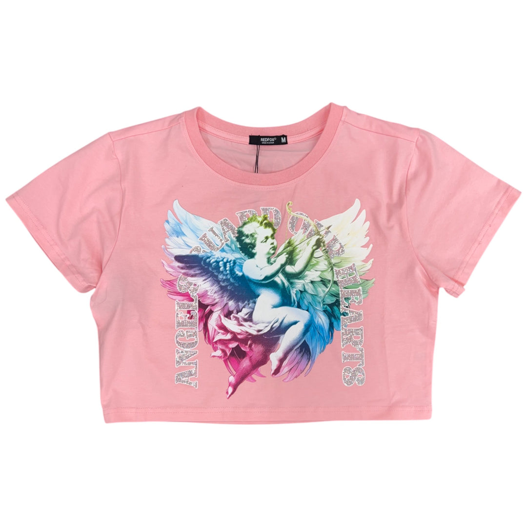 Red Fox Angels Guard Crop Top Pink