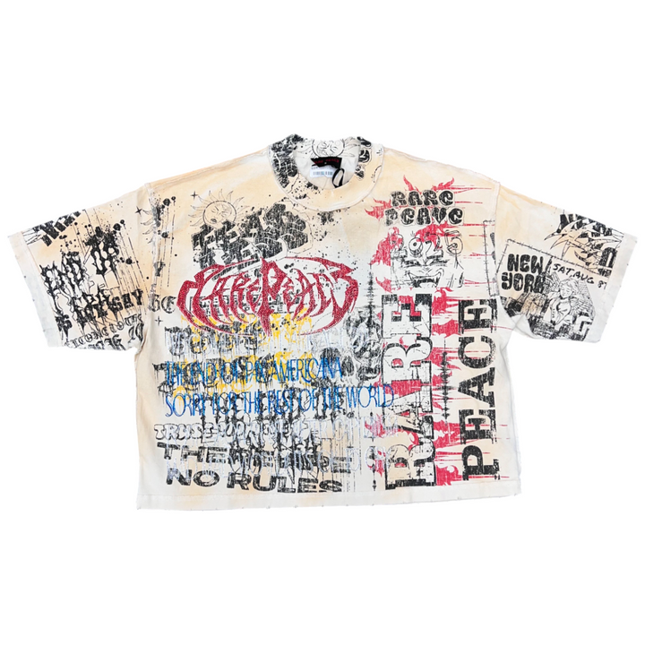 Rare Peace All Over Print Crop Shirt Khaki