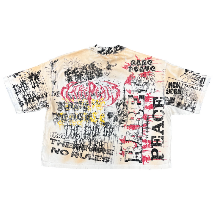 Rare Peace All Over Print Crop Shirt Khaki