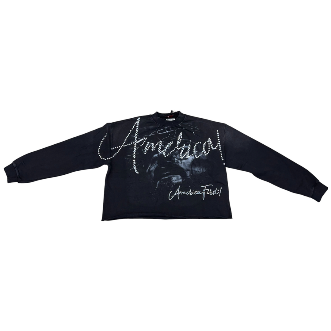 Rare Peace America Rhinestone Sweater Black