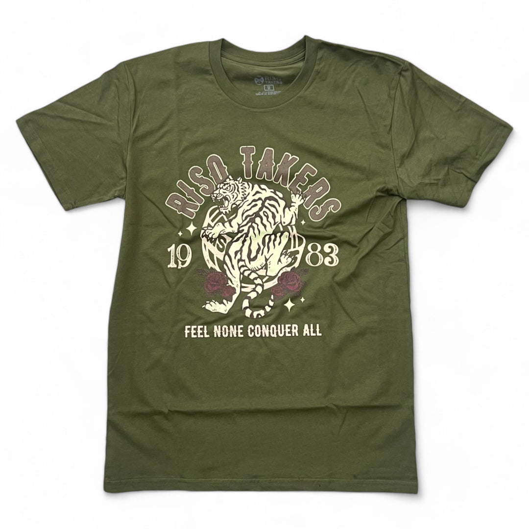 Risq Takers Feel None Conquer All Tee Olive