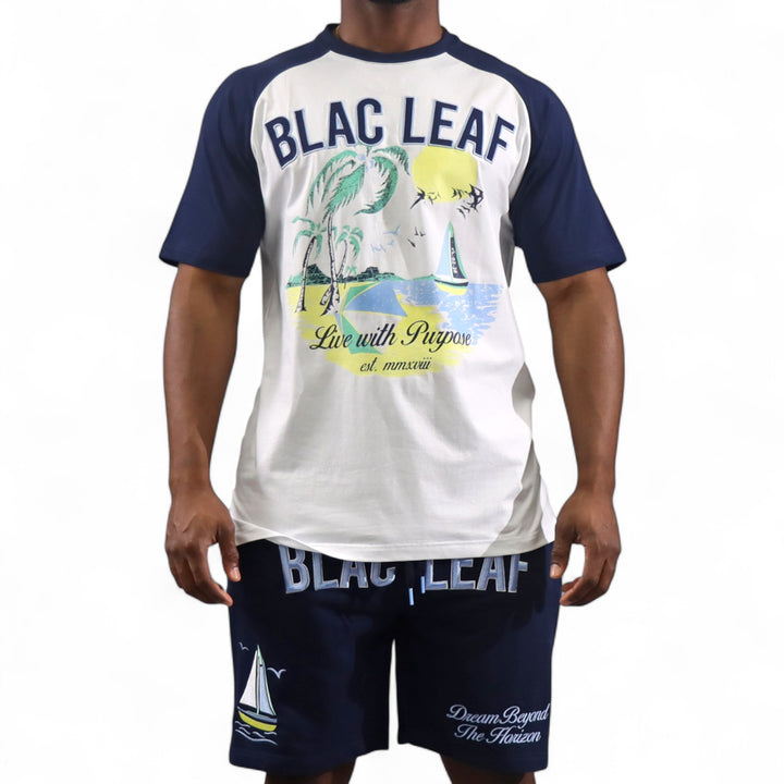 Blac Leaf Escape To Paradise Raglan Shirt Navy