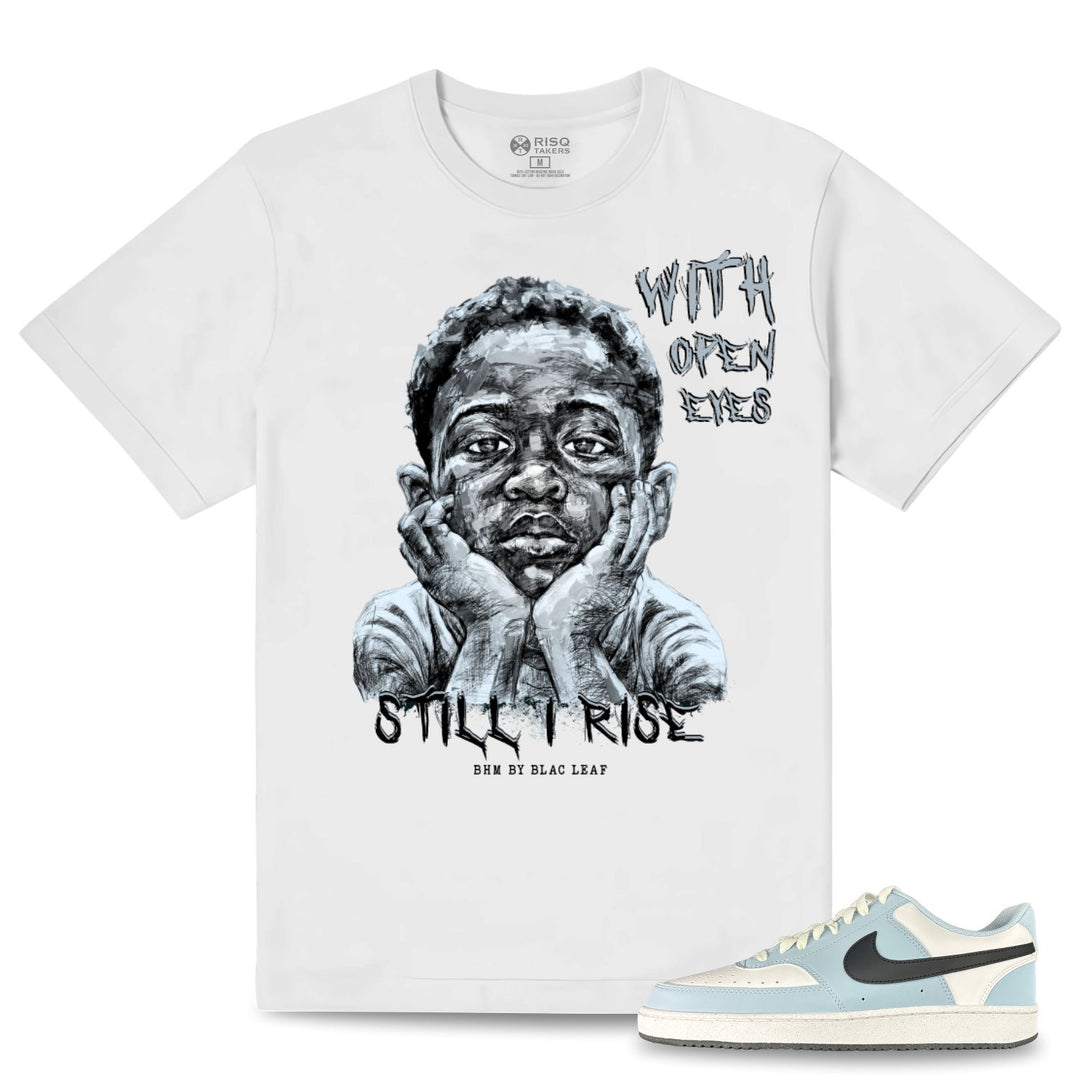 Blac Leaf With Open Eyes Tee Wht/ Blue