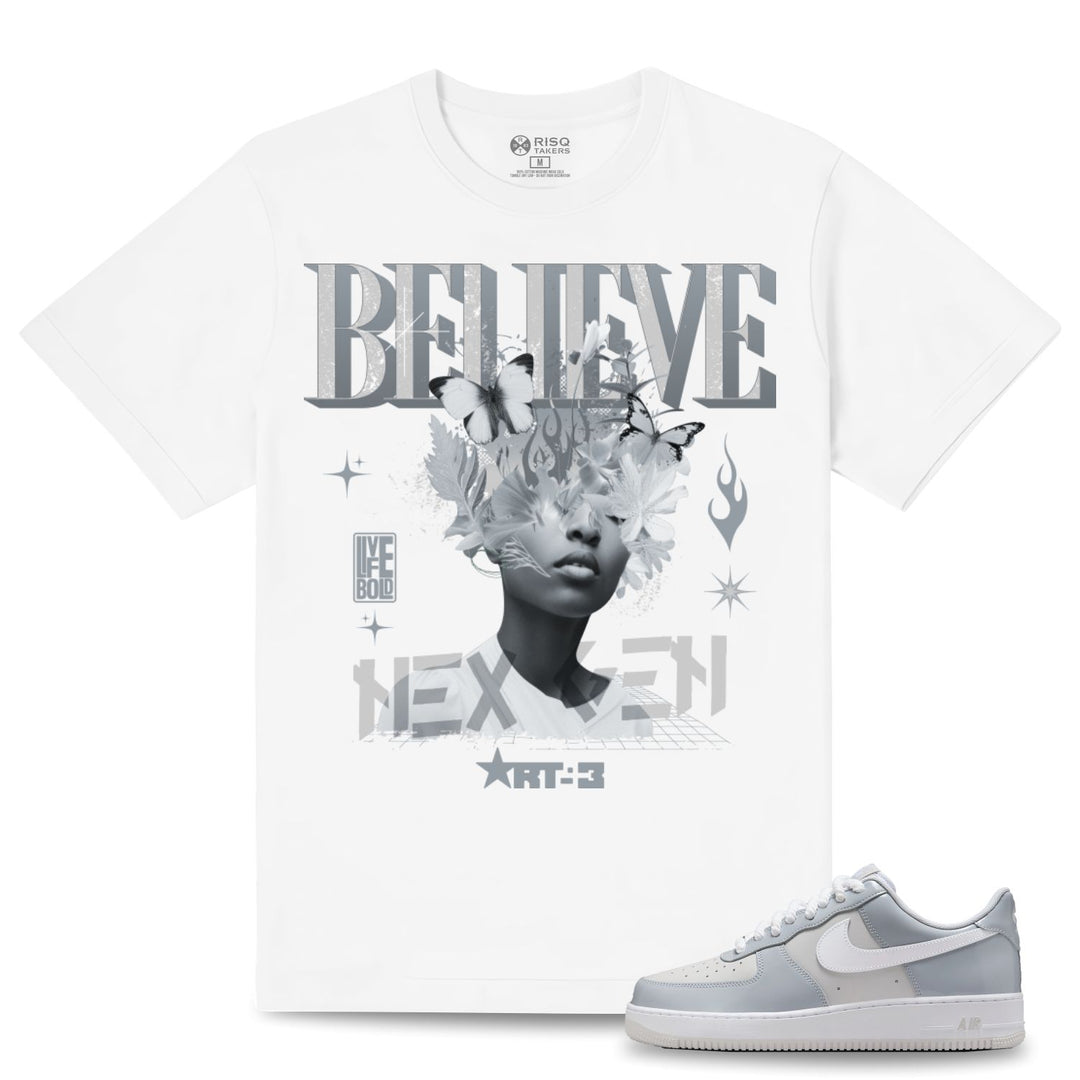 Risq Takers Believe Tee White Light Blue