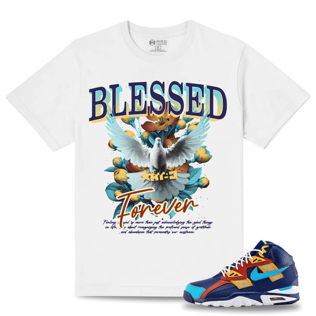 Blac Leaf Blessed Forever Tee White With Blue