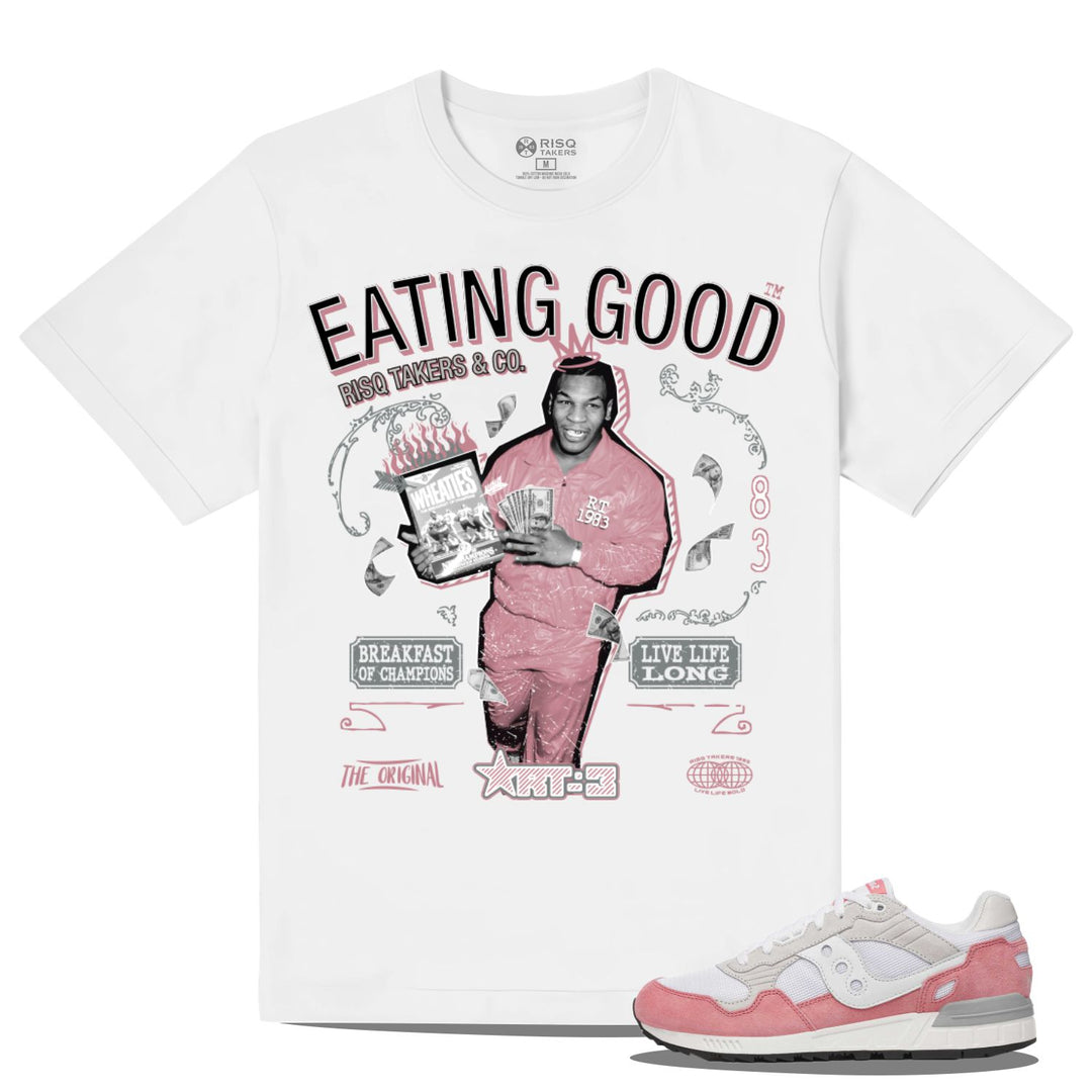 Risq Takers Eating Good Tee White With Pink