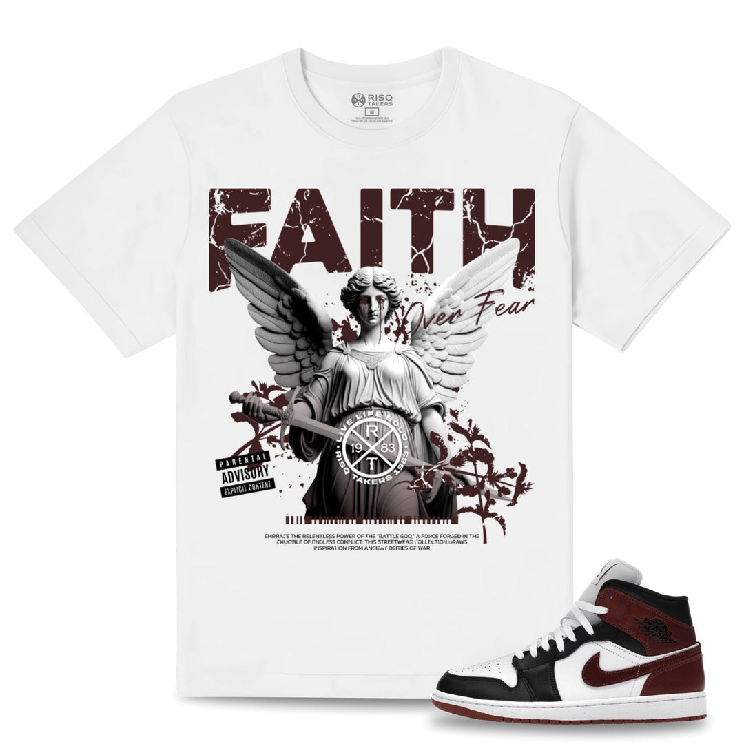 Risq Takers Faith Over Fear Tee Wht/Burgundy