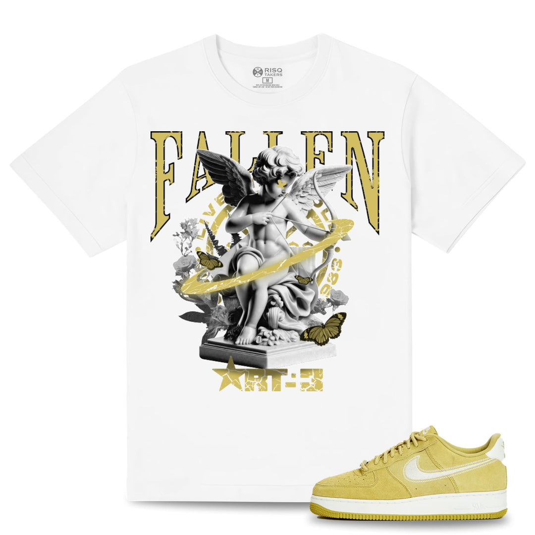 Risq Takers Fallen Angel Tee White With Khaki Gold
