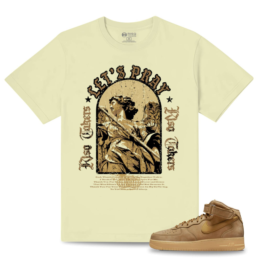 Risq Takers Let's Pray Tee Natural With Wheat