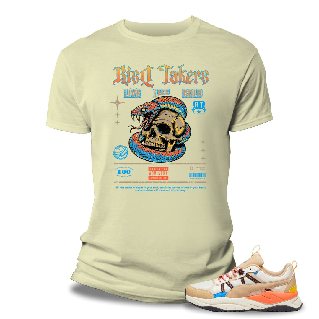 Risq Takers Menace Snake Tee Nat/Org/blue