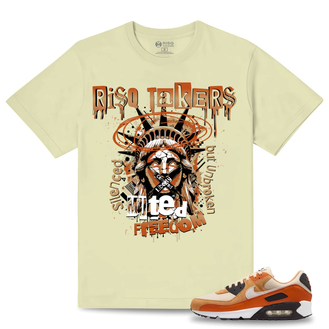 Risq Takers Muted Freedom Tee Natural With Orange
