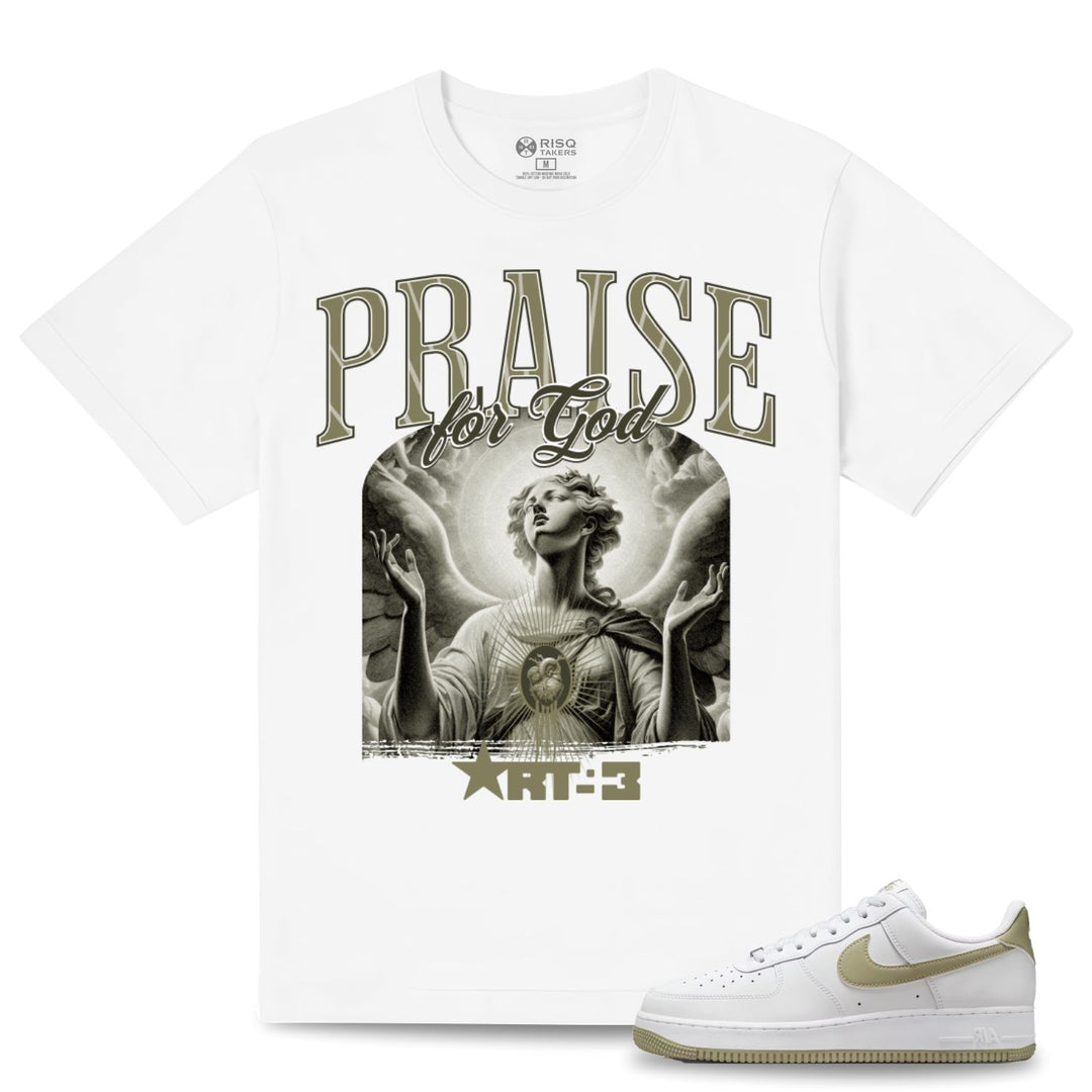 Risq Takers Praise For God Tee White With Olive