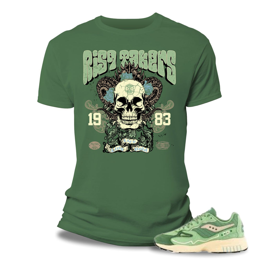 Risq Takers Skull Tee Green