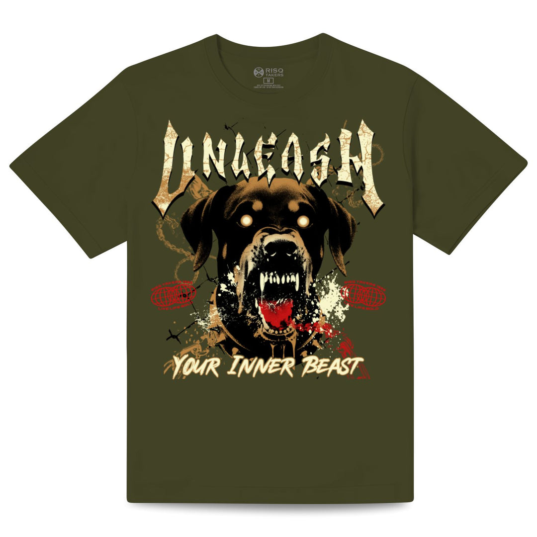 Risq Takers Unleash Your Inner Beast Tee Olive