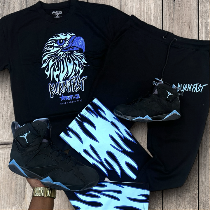 Risq Takers Burn Fast Oversized Tee Black /w Blue