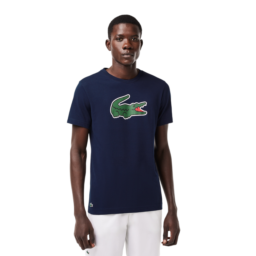 Lacoste Sport Ultra-Dry Croc Print T-Shirt Navy