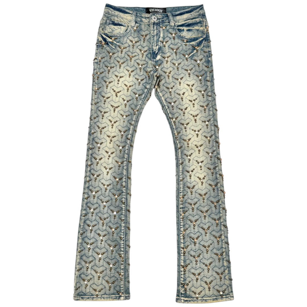 Vicious Denim Embellished Stitch Flare