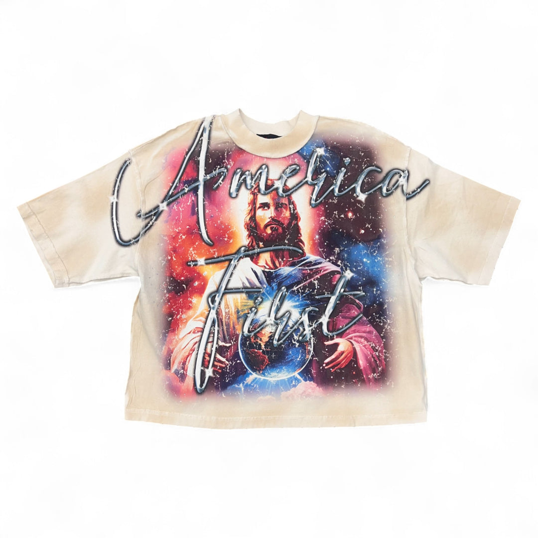 Rare Peace Rhinestones Tee Ecru RT5004