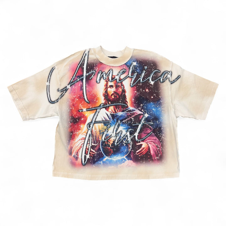 Rare Peace Rhinestones Tee Ecru RT5004