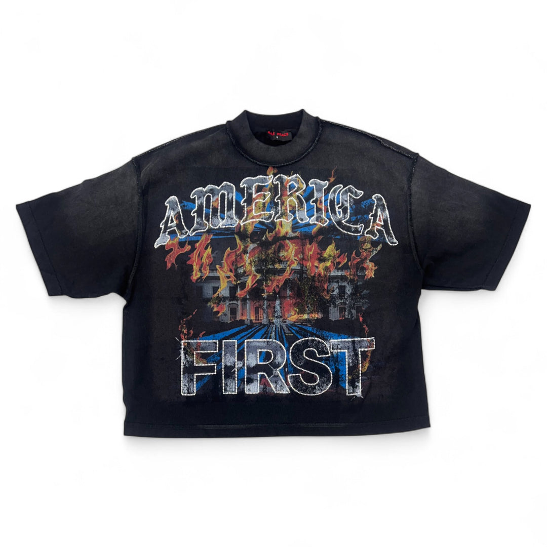 Rare Peace Rhinestones Tee Black RT5016