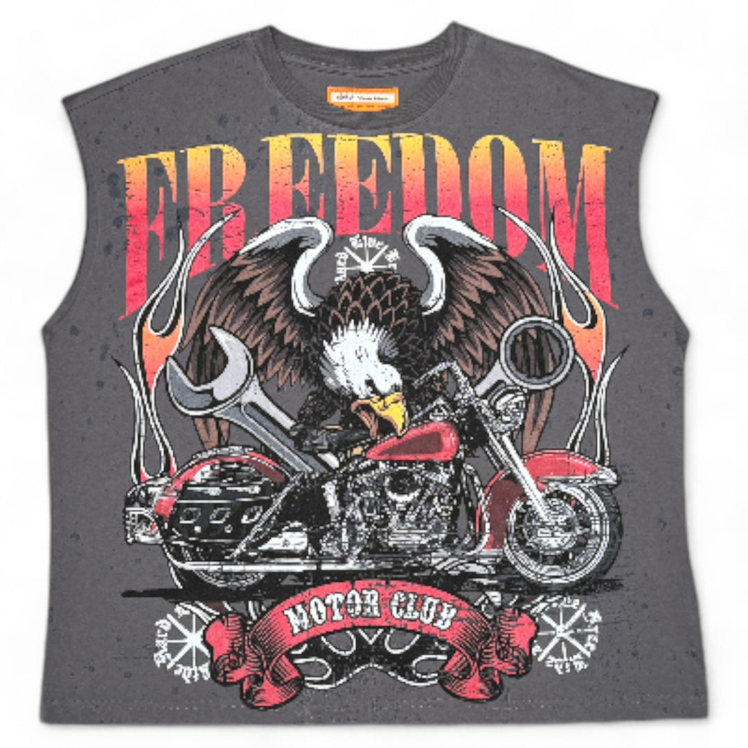 Eleve Fredom Motor Club Sleeveless Tee Dark Grey