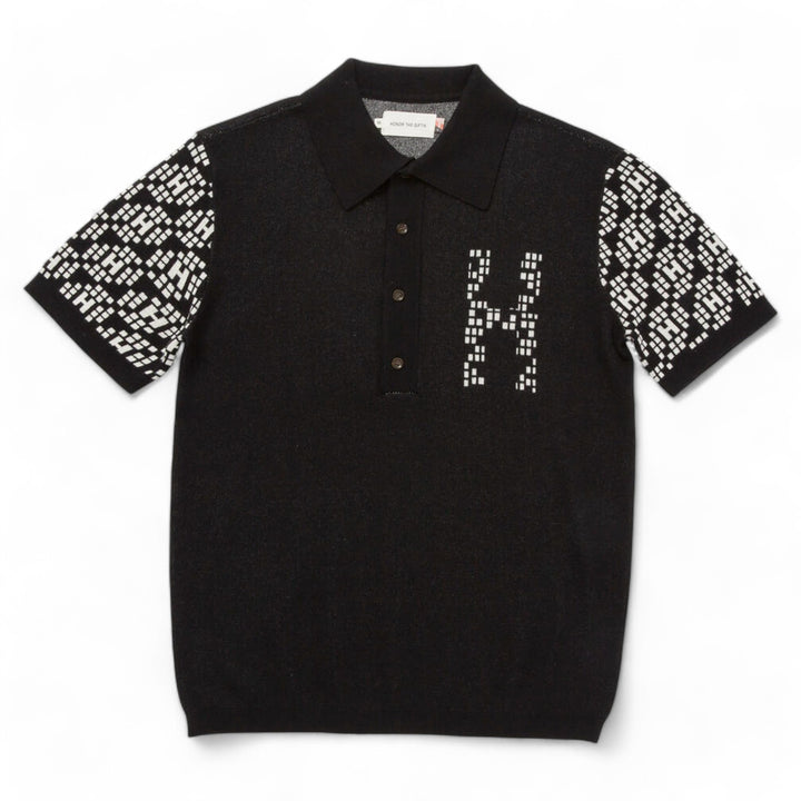 HTG Knit H Pattern Polo Black