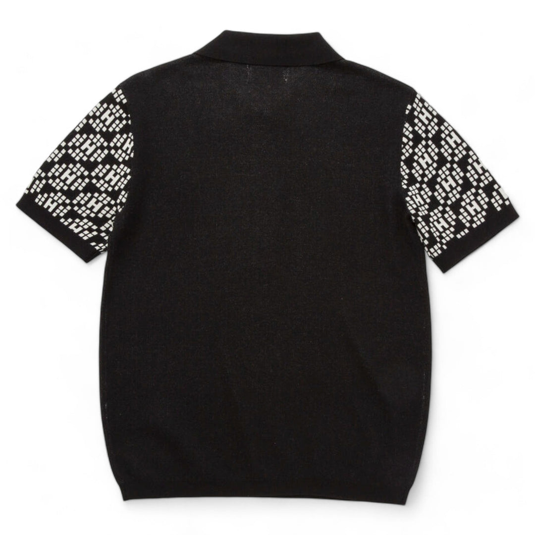HTG Knit H Pattern Polo Black