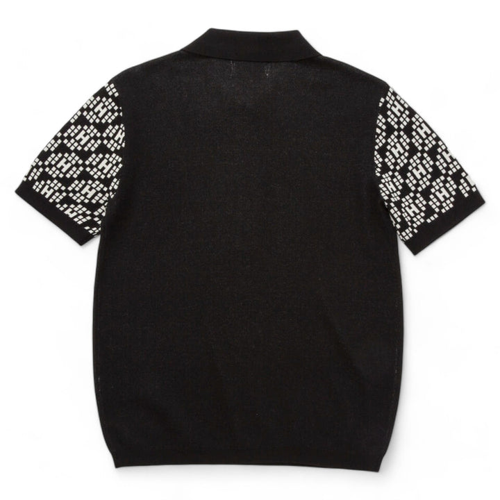 HTG Knit H Pattern Polo Black