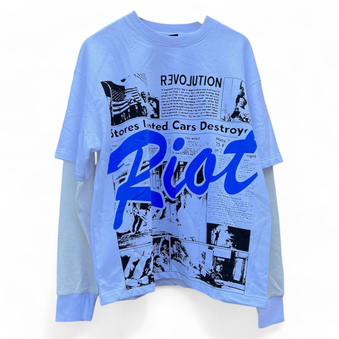 Syndicate Riot Longsleeve Tee White w/ Blue