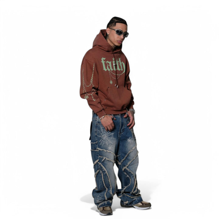 Vicious Spyder Web Baggy Fit Denim Antique Blue