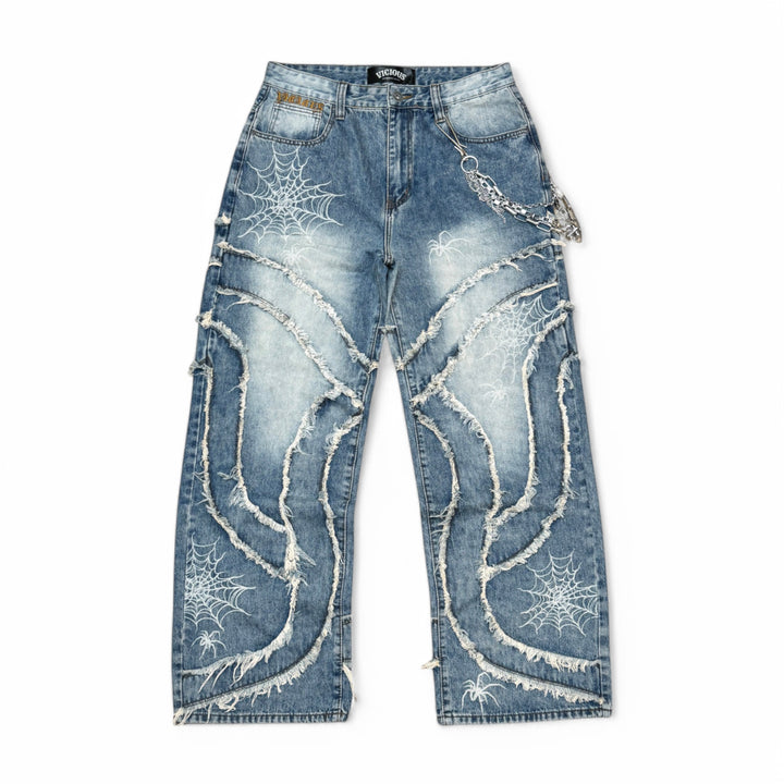 Vicious Spyder Web Baggy Fit Denim Antique Blue