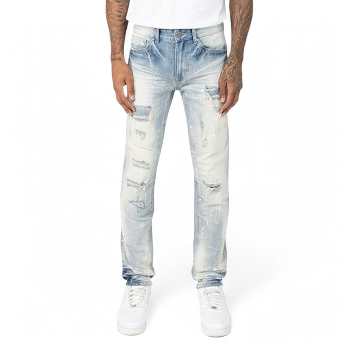 Smoke Rise Vintage Rip & Repair Jeans Aqua Blue