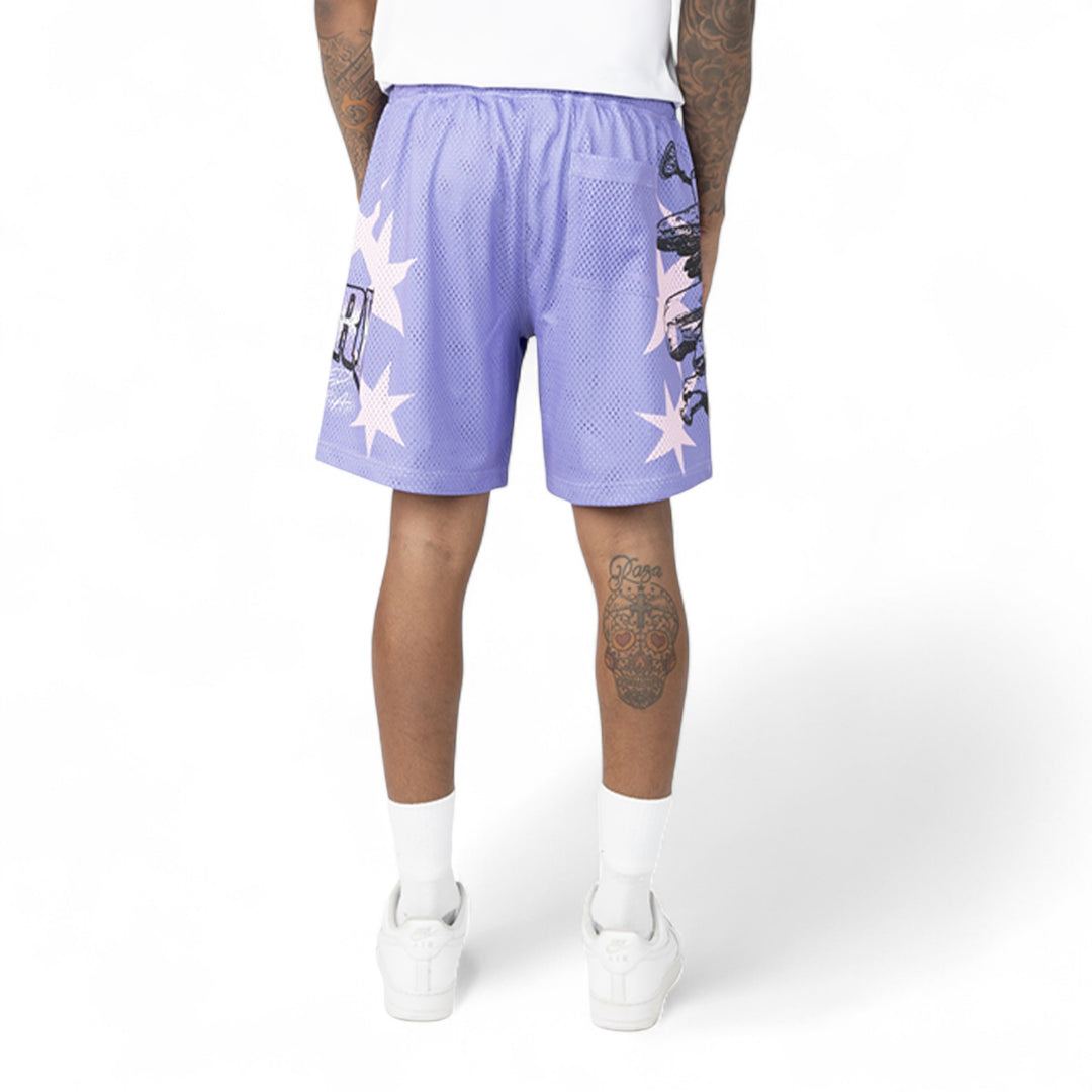 Smoke Rise Printed Mesh Short Purple