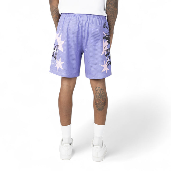 Smoke Rise Printed Mesh Short Purple