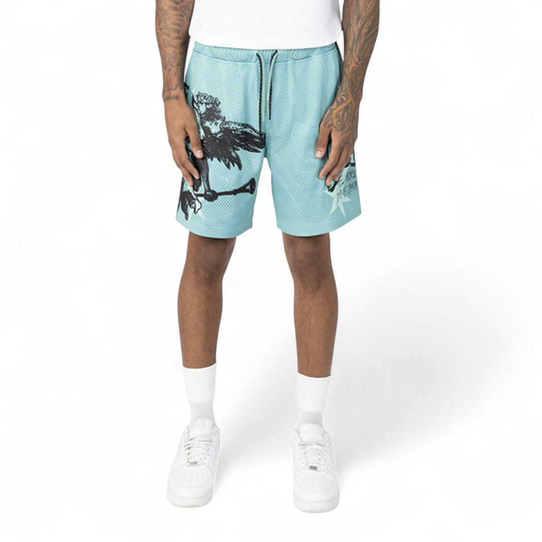 Smoke Rise Printed Mesh Short Ice Green