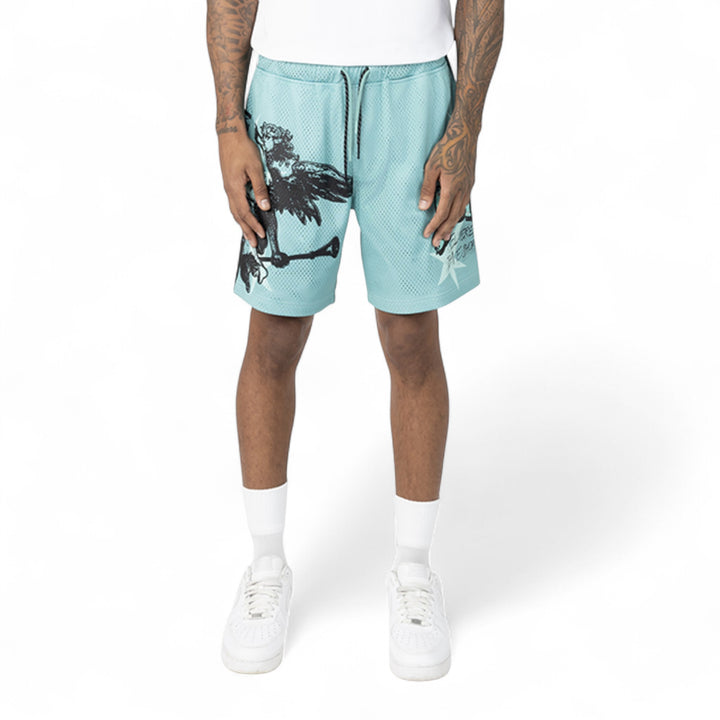 Smoke Rise Printed Mesh Short Ice Green