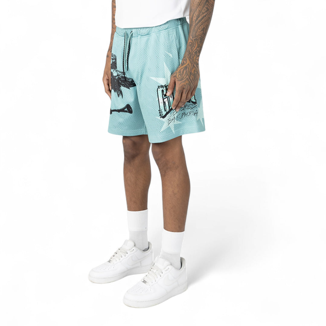 Smoke Rise Printed Mesh Short Ice Green