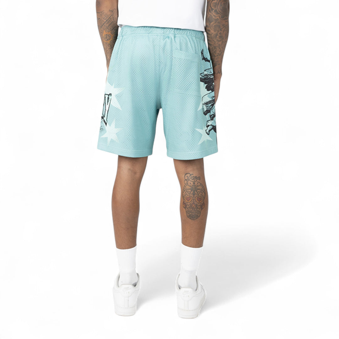 Smoke Rise Printed Mesh Short Ice Green