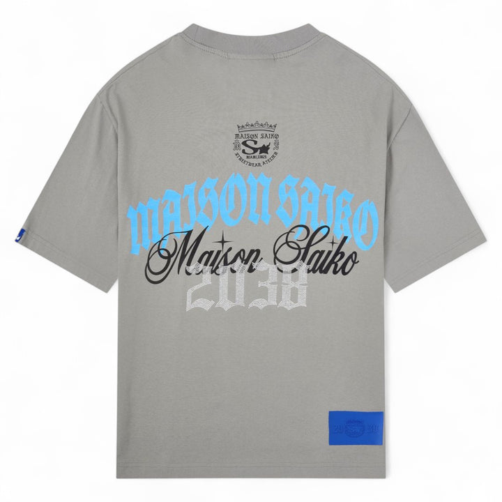 Maison Saiko Skrull Faces Tee Light Grey