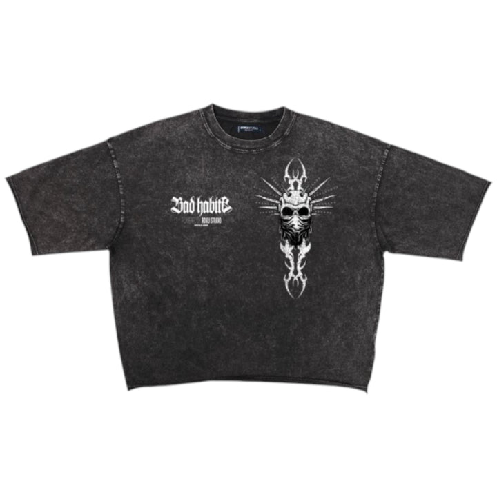 Roku Bad Habits Enzyme Studded Crop Tee Black