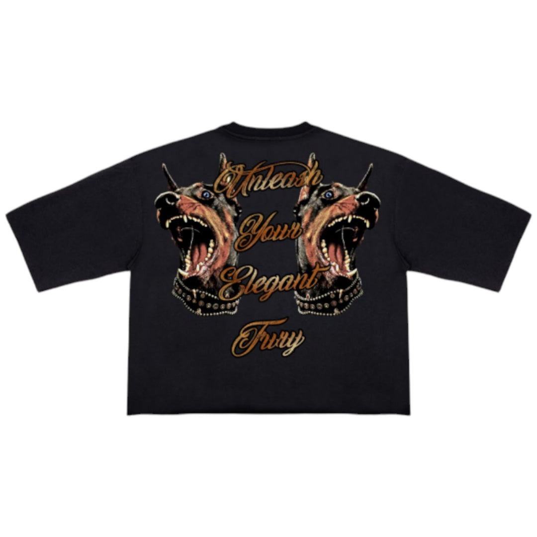 Roku Elegant Fury Cropped Tee Black