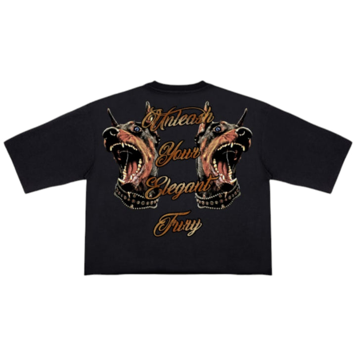 Roku Elegant Fury Cropped Tee Black