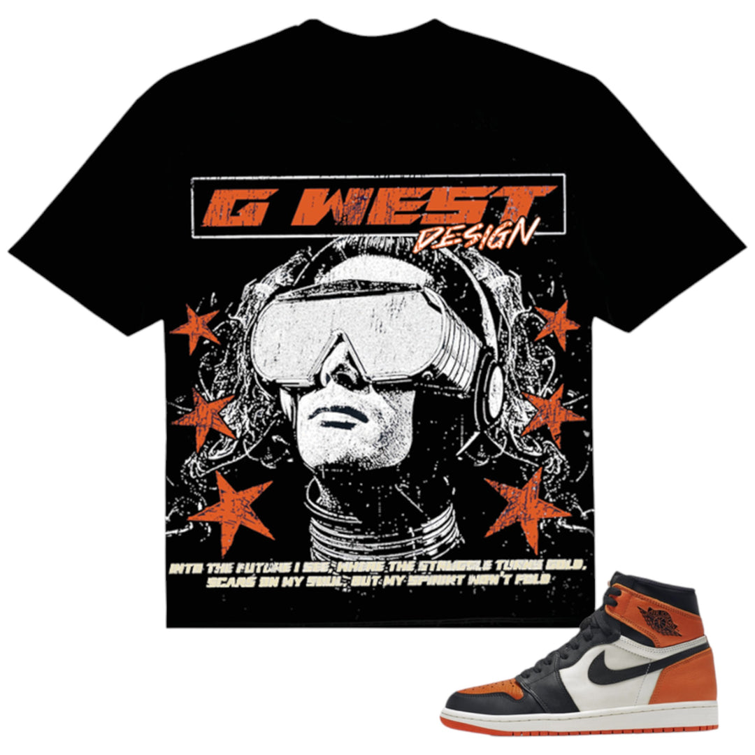 G West Visionary Vibes Tee Black With Orange